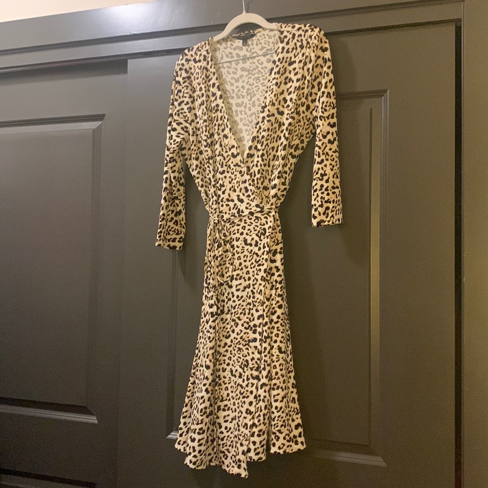 Banana Republic Cheetah Print Midi Wrap Dress